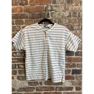 Vintage BOLD SPIRIT White/Black Cotton Blend Henley Tshirt Women’s Size Medium